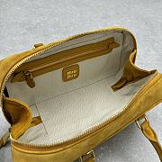 Fortok Miu Miu Arcadie Softy Padded Suede Top-handle Bag Yellow 27x9x12cm - 5