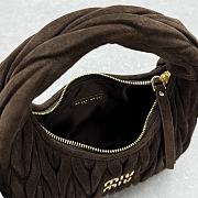 Fortok Miu Miu Wander Suede Hobo Bag Dark Brown 20x6x17cm - 2