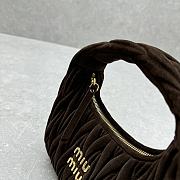 Fortok Miu Miu Wander Suede Hobo Bag Dark Brown 20x6x17cm - 3