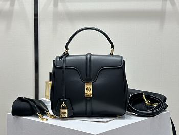 Fortok Celine 16 Seize Handbag Calfskin Black 23x18x10cm