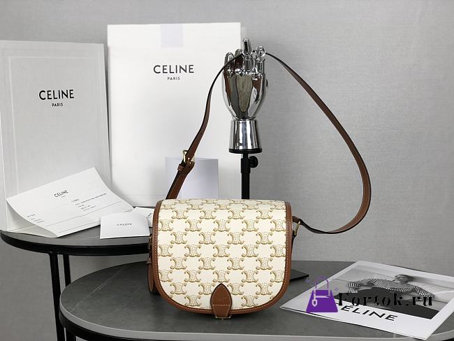 Fortok Celine Folco Triomphe Shoulder Bag White 18x17x6.5cm - 1