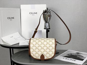 Fortok Celine Folco Triomphe Shoulder Bag White 18x17x6.5cm