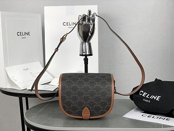 Fortok Celine Folco Triomphe Shoulder Bag Black & Tan 18x17x6.5cm