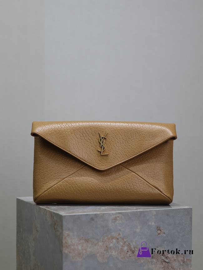 Fortok Saint Laurent Brown Cassandre Large Leather Pouch 769307 29.5×18×4.5cm - 1