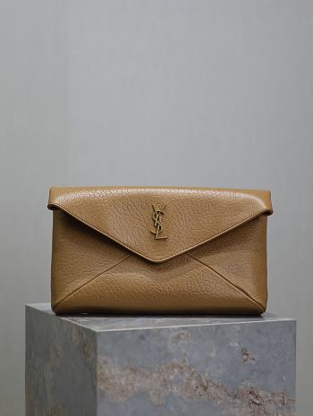 Fortok Saint Laurent Brown Cassandre Large Leather Pouch 769307 29.5×18×4.5cm