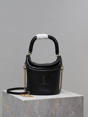 Fortok Saint Laurent Mini Gaby Top Handle Bucket Bag Black 763961 19x17x15cm