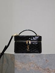 Fortok Saint Laurent Black Gaby Mini Patent Leather Vanity Bag 766731 18x11x6.5cm - 1