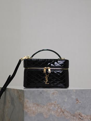 Fortok Saint Laurent Black Gaby Mini Patent Leather Vanity Bag 766731 18x11x6.5cm