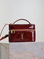 Fortok Saint Laurent Red Gaby Mini Patent Leather Vanity Bag 766731 18x11x6.5cm - 1