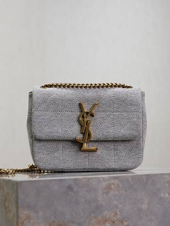 Fortok Saint Laurent Jamie Mini Quilted Shoulder Bag Grey 698162 16x13x5cm