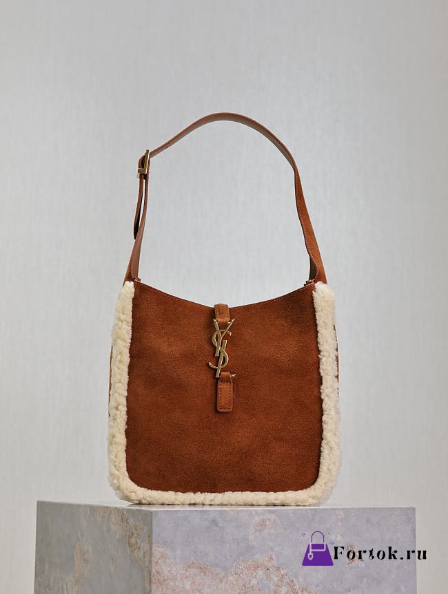 Fortok Saint Laurent Le5A7 Suede Hobo Bag in Caramel Suede 713938 23x22x8.5cm  - 1