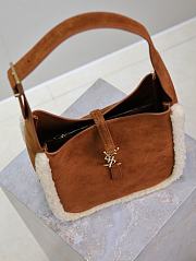 Fortok Saint Laurent Le5A7 Suede Hobo Bag in Caramel Suede 713938 23x22x8.5cm  - 2