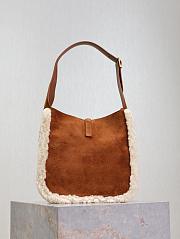 Fortok Saint Laurent Le5A7 Suede Hobo Bag in Caramel Suede 713938 23x22x8.5cm  - 4