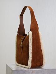 Fortok Saint Laurent Le5A7 Suede Hobo Bag in Caramel Suede 713938 23x22x8.5cm  - 6