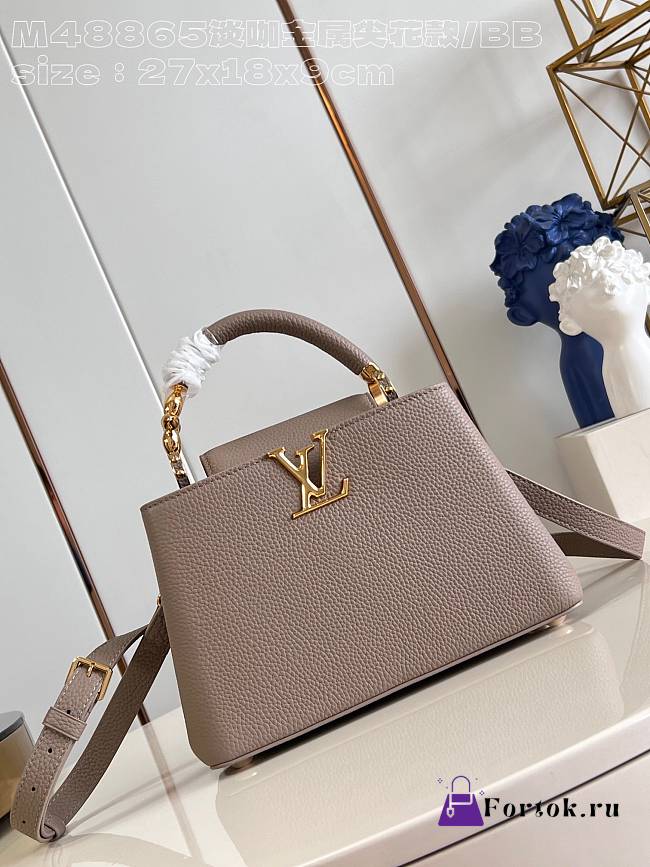 Fortok Louis Vuitton Capucines Taurillon Bag Grey M48865 27x18x9cm  - 1