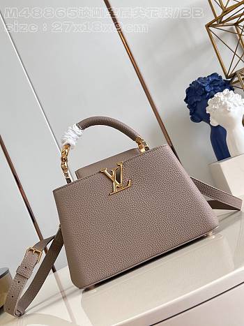 Fortok Louis Vuitton Capucines Taurillon Bag Grey M48865 27x18x9cm 
