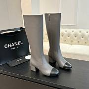 Fortok Chanel High Boots Calfskin Dark Gray & Black - 1