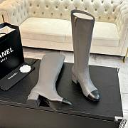 Fortok Chanel High Boots Calfskin Dark Gray & Black - 4