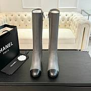 Fortok Chanel High Boots Calfskin Dark Gray & Black - 3