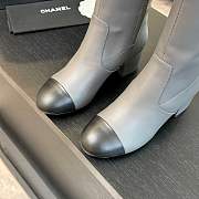 Fortok Chanel High Boots Calfskin Dark Gray & Black - 2