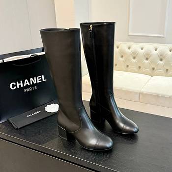 Fortok Chanel High Boots Calfskin Black