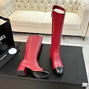 Fortok Chanel High Boots Calfskin Red & Black - 5