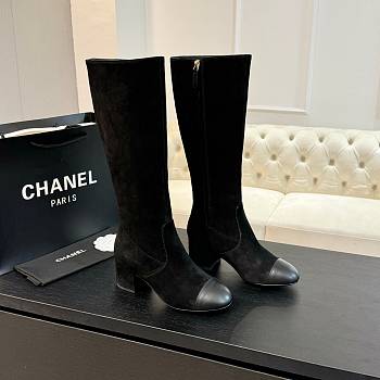 Fortok Chanel High Boots Suede & Calfskin Black