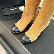 Fortok Chanel High Boots Suede Beige & Calfskin Black - 3