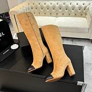 Fortok Chanel High Boots Suede Beige & Calfskin Black - 6