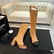 Fortok Chanel High Boots Suede Beige & Calfskin Black - 4