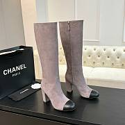 Fortok Chanel High Boots Suede Grey & Calfskin Black - 1