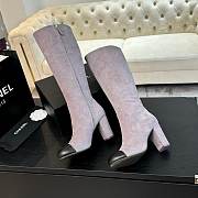 Fortok Chanel High Boots Suede Grey & Calfskin Black - 4