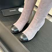 Fortok Chanel High Boots Suede Grey & Calfskin Black - 2