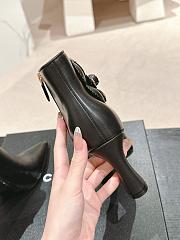 Fortok Chanel Camellia Black Leather Heeled Ankle Boots - 2