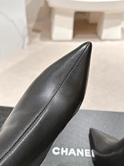 Fortok Chanel Camellia Black Leather Heeled Ankle Boots - 3