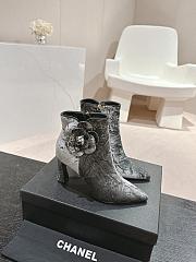 Fortok Chanel Camellia Grey Suede Heeled Ankle Boots - 1