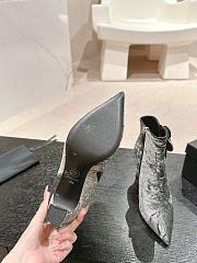 Fortok Chanel Camellia Grey Suede Heeled Ankle Boots - 6