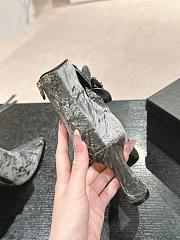 Fortok Chanel Camellia Grey Suede Heeled Ankle Boots - 5