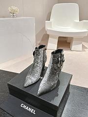 Fortok Chanel Camellia Grey Suede Heeled Ankle Boots - 4