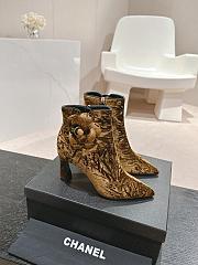 Fortok Chanel Camellia Brown Suede Heeled Ankle Boots - 1
