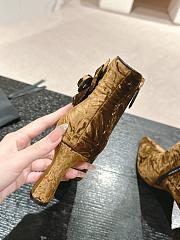 Fortok Chanel Camellia Brown Suede Heeled Ankle Boots - 5