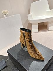 Fortok Chanel Camellia Brown Suede Heeled Ankle Boots - 4