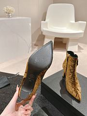 Fortok Chanel Camellia Brown Suede Heeled Ankle Boots - 3