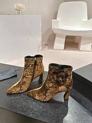 Fortok Chanel Camellia Brown Suede Heeled Ankle Boots - 2