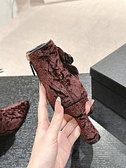Fortok Chanel Camellia Burgundy Suede Heeled Ankle Boots - 5