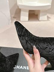 Fortok Chanel Camellia Black Suede Heeled Ankle Boots - 5