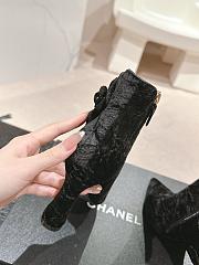 Fortok Chanel Camellia Black Suede Heeled Ankle Boots - 3