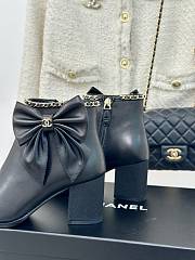 Fortok Chanel Bow Knot Double C Ankle Boots Black - 2