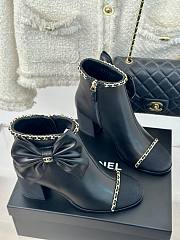 Fortok Chanel Bow Knot Double C Ankle Boots Black - 3