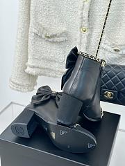 Fortok Chanel Bow Knot Double C Ankle Boots Black - 5